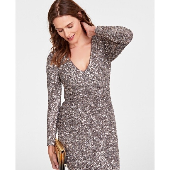 International Concepts‎ Gold Sequin Gown Formal  Evening Party Sparkle Small NWT - Picture 8 of 16